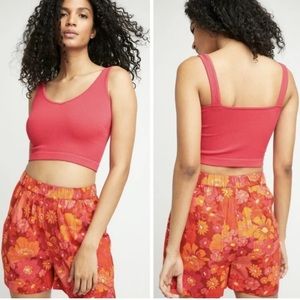 NWT Free People Solid Rib Brami Crop Top In Cherry XS/S